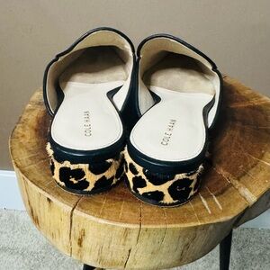 Cole Haan Leopard-Print Slide Mules in Black & Tan